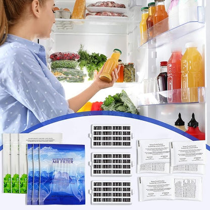 AMI PARTS W10311524 Air Filter &W10346771A Produce Preserver Replacement Compatible with Refrigerator(pack of 3 each)