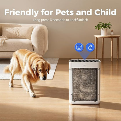 Air Purifier for Home Large Room Bedroom Up to 3000 Sq Ft with Washable Filters, H13 Hepa Double-Sided Air Filter Purifier PM 2.5 Sensor, Air Cleaner for Dust, Pets, Smoke, Pollon 22dB (White)
