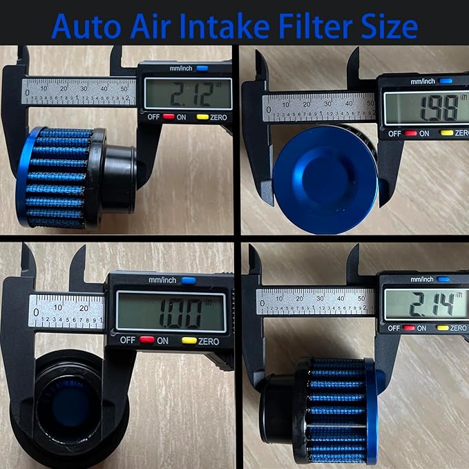 Air Intake Filter - 1" Universal Breather Filter, Automotive Cold Air Filter, Car Valve Cover Oil Breather Turbo Vent Crankcase Cleaner Accessory, Fits Car Motorcycle (Blue)