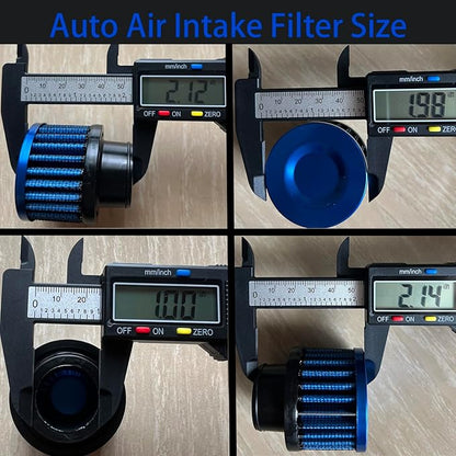 Air Intake Filter - 1" Universal Breather Filter, Automotive Cold Air Filter, Car Valve Cover Oil Breather Turbo Vent Crankcase Cleaner Accessory, Fits Car Motorcycle (Blue)
