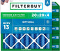Filterbuy 20x20x4 Air Filter MERV 13 Optimal Smoke & Allergy Defense (6-Pack), Electrostatic Pleated HVAC AC Furnace Filters Replacement, Made in USA (Actual Size: 19.50 x 19.50 x 3.63)