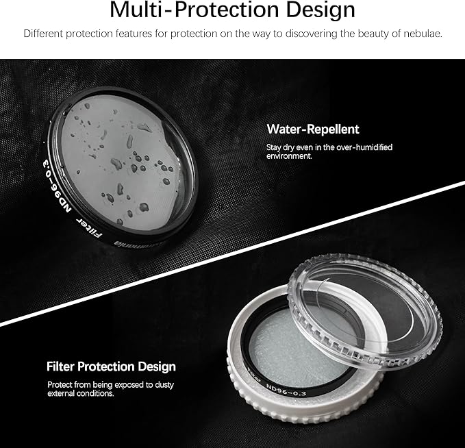 Astromania Telescope Moon Filter 2 inch, Neutral Density Telescope Filter ND96-0.3 with 50% Light Transmission Reduces Moon Glare&Enhances Lunar Crater Detail, Work with Telescope Accepts 2" Eyepiece