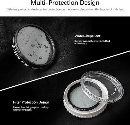 Astromania Telescope Moon Filter 2 inch, Neutral Density Telescope Filter ND96-0.3 with 50% Light Transmission Reduces Moon Glare&Enhances Lunar Crater Detail, Work with Telescope Accepts 2" Eyepiece