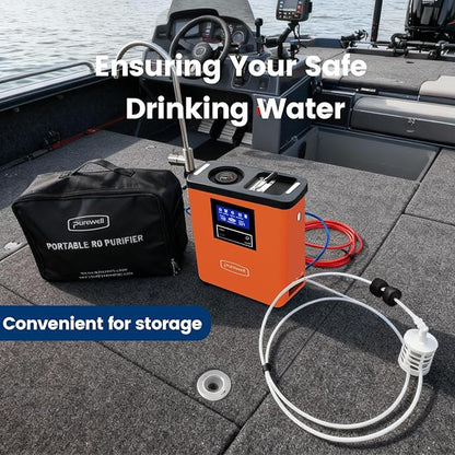 Purewell® K8680 RO Water Purifier System,10-Stage RV Portable Water Filtration Survival with UV,Desalination Rate Reaches 95%,Survival Gear Purification for Drinking,Team Camping，Travel(Orange)