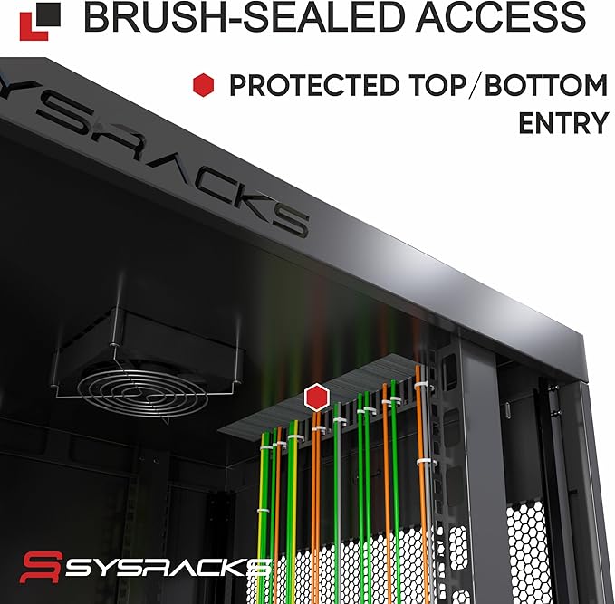 Sysracks 22U Wall Mount Server Rack Cabinet, 19” Locking Network Rack, 24” Deep, Glass Door, with Fan, PDU and Shelf