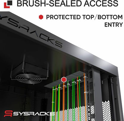 Sysracks 22U Wall Mount Server Rack Cabinet, 19” Locking Network Rack, 24” Deep, Glass Door, with Fan, PDU and Shelf