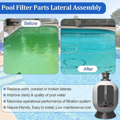 SX180DA Pool Filter Parts Lateral Assembly with Center Pipe Compatible with Hayward Pro Sand Filter Series S180T S210T1580 Series, Spa Pool Sand Filter Threaded Lateral Replacement Parts