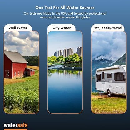 Watersafe The Original Water Testing Kit for Drinking Water, Well and Tap Water, Sensitive Lead in Water Test, Bacteria, Hardness, pH, Nitrates, Easy Instructions, Lab-Accurate Results, 2 Pack