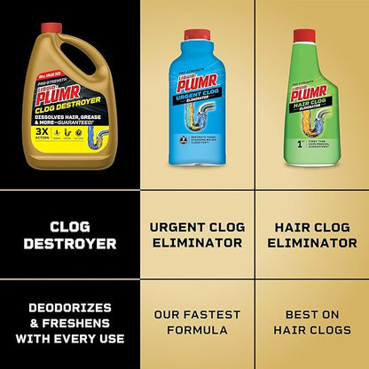 Clorox Liquid-Plumr Pro-Strength Clog Destroyer, Liquid Drain Cleaner, 80 Fluid Ounces (Package May Vary)