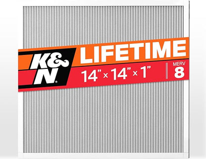 K&N 14X14X1 HVAC Furnace Air Filter, Lasts a Lifetime, Washable, Merv 8, the Last HVAC Filter You Will Ever Buy, Breathe Safely at Home or in the Office, HVC-8-11414