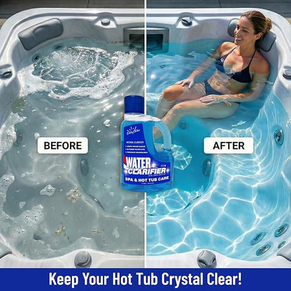 3-in-1 Hot Tub Water Clarifier – Hot Tub Chemicals, pH Neutral Formula, Chlorine/Bromine/Salt Compatible, Extends Filter Life + Waterline Control, 3 Liter (101.5 fl oz)