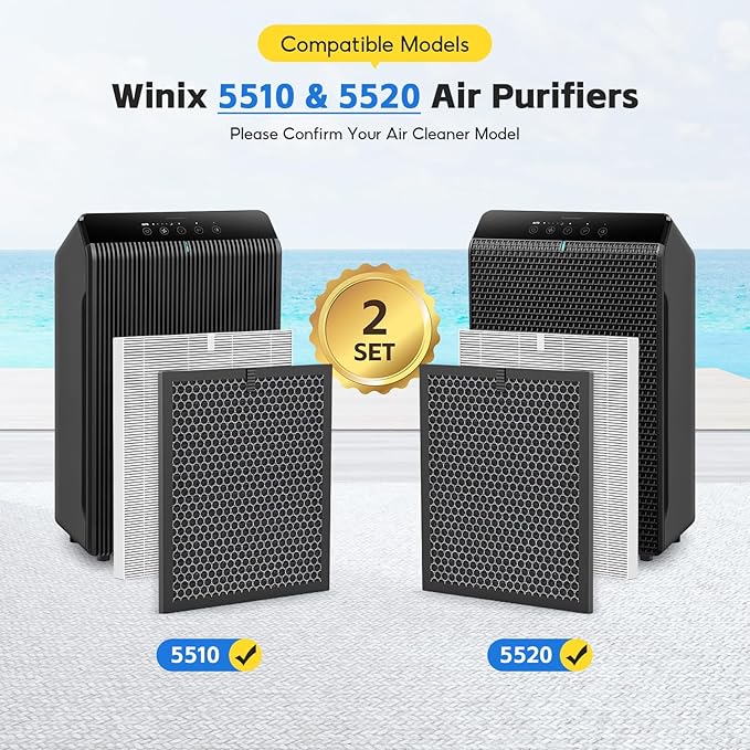 Filter Q–1712-0123-00 Replacement filter for Winix 5510 and 5520 Air Purifier, 5510 Replacement Set: 2 HEPA & 2 Carbon Filters