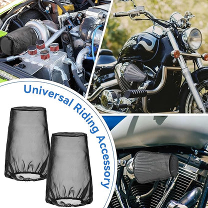 Meonum 2 Pack Cone Air Intake Filter Cover, Universal Cold Air Filter Sock Dustproof Protective Cover, Car Motorcycle Cleaner Wrap Accessories for High Flow Cone Intake Filters (Large)