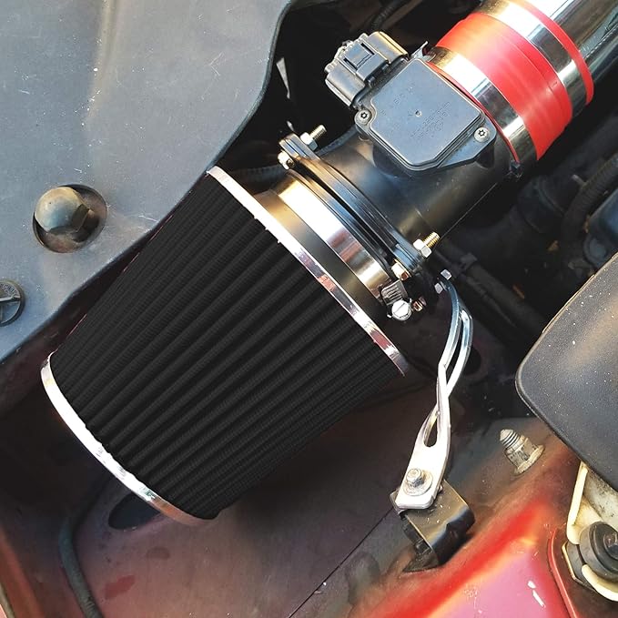 Mortar Aftermarket Auto Air Filter – 6 In Flange ID Car Enthusiast Class Universal Cold Air Intake Gulps in More Air for More Engine Power & Passionate Induction Sound, Length 8 In, Black