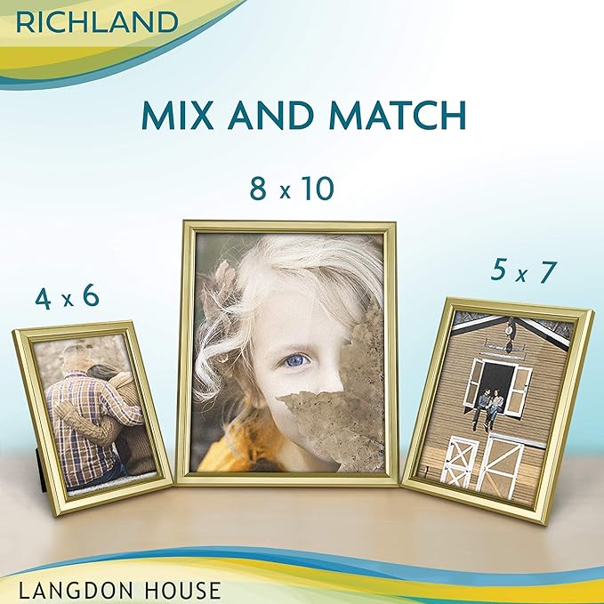 Langdon House 8x10 Picture Frames Set (Gold, 6 Pack) Distinguished Edging for Classic Style, Richland Collection