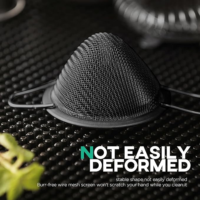 Homestia Kitchen 304 Stainless Steel Fine Mesh Strainer For Kitchen - Sieve Sifters For Food, Tea, Rice, Oil, Noodles, Fruits, Vegetables - Rust-Proof Drink Strainer (Black, 2 Pieces)