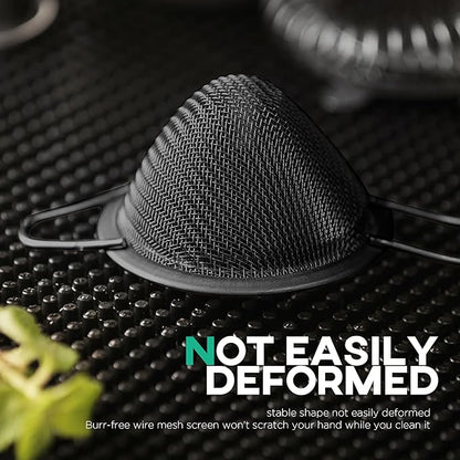 Homestia Kitchen 304 Stainless Steel Fine Mesh Strainer For Kitchen - Sieve Sifters For Food, Tea, Rice, Oil, Noodles, Fruits, Vegetables - Rust-Proof Drink Strainer (Black, 2 Pieces)