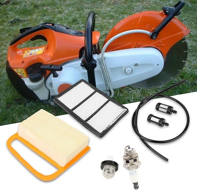 Air Filters Set for TS410 TS420 Concrete Cutoff Chop Saw Parts Replace Kit with Fuel Filter and Bulb Auxiliary Filter Spark Plug
