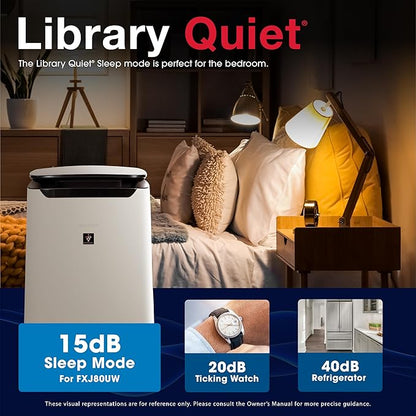 SHARP Smart Air Purifier for XL Rooms – Covers up to 2,430 sqft in one hour, Compatible w/Alexa, True HEPA Filter Air Purifier for Living Room, Dust, Smoke, Pollen - FXJ80UW