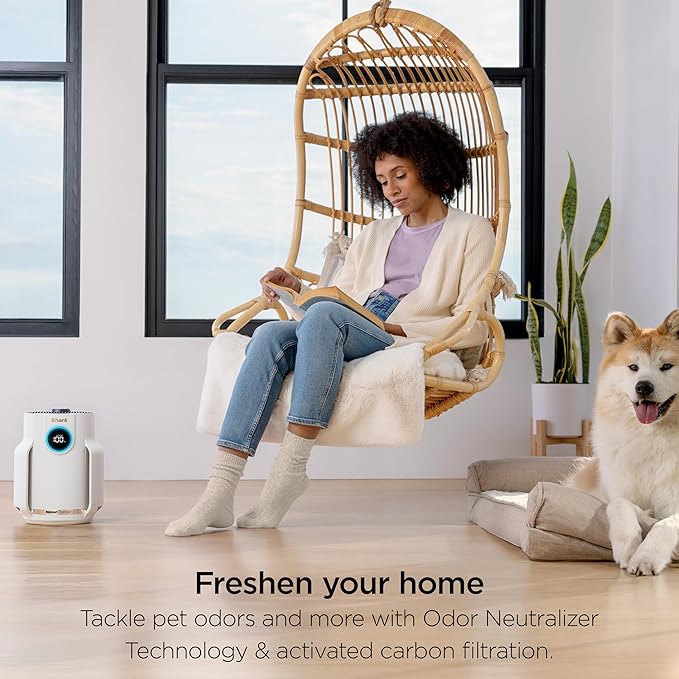 Shark Air Purifier for Home, NeverChange Compact Pro, for Bedroom, Nursery, Home Office, Dorm, HEPA-Exceeding Filter, Captures Pollutants, Pet Dander, Dust, Odor, Smoke, and More, HP072GN, Honeydew