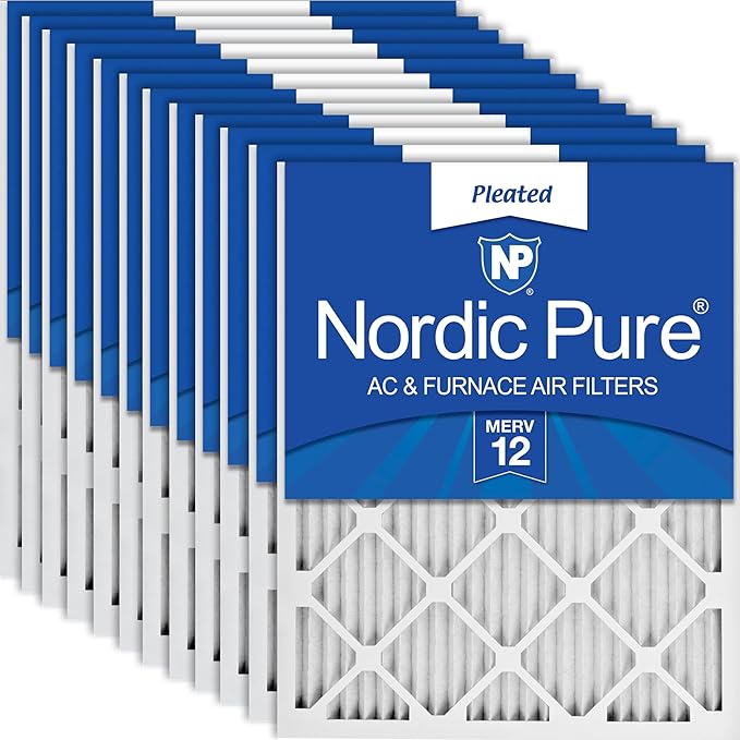 Nordic Pure 16x25x1 (Actual Size: 15 1/2 x 24 1/2 x 3/4) Pleated MERV 12 Air Filters 12 Pack