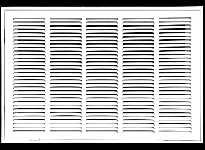 HVAC Premium 25" X 12" Steel Return Air Filter Grille for 1" Filter - Fixed Hinged - HVAC DUCT COVER - Flat Stamped Face - White [Outer Dimensions: 27 5/8"w X 14 5/8"h]