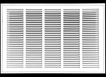 HVAC Premium 25" X 12" Steel Return Air Filter Grille for 1" Filter - Fixed Hinged - HVAC DUCT COVER - Flat Stamped Face - White [Outer Dimensions: 27 5/8"w X 14 5/8"h]