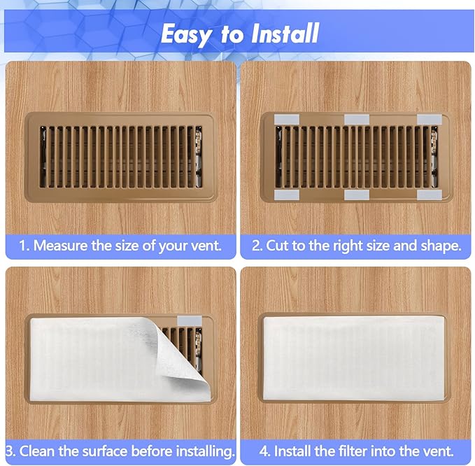 MERV 8 Filter Material, 23 Ft² Cut to Fit Air Filters Electrostatic Media for Stops Dust and Pet Dander With Adhesive Hook Tape for Home Ceiling AC HVAC Furnace Vents