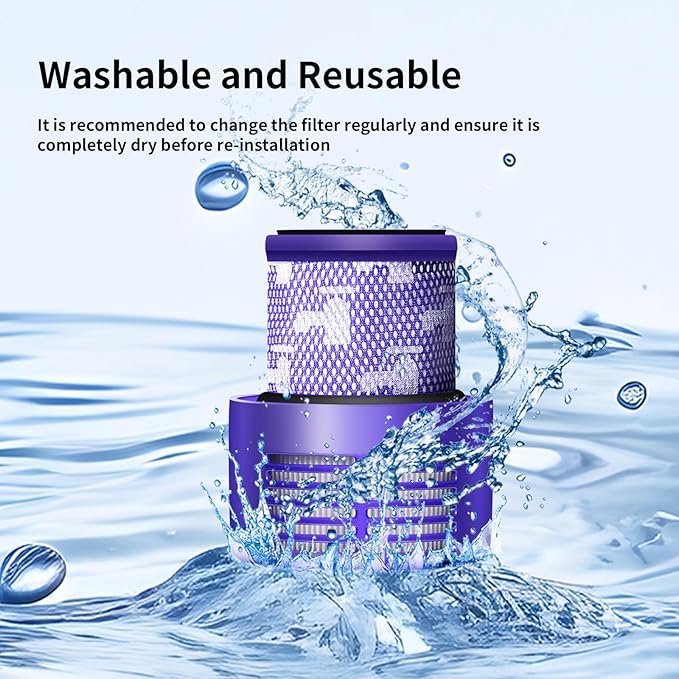 V10 Filter Replacement for Dyson V10 Cyclone Series, V10 Absolute, V10 Animal, V10 Total Clean, Replace Part No. 969082-01,4 Pack Filters and 1 Clean Brush