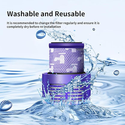 V10 Filter Replacement for Dyson V10 Cyclone Series, V10 Absolute, V10 Animal, V10 Total Clean, Replace Part No. 969082-01,4 Pack Filters and 1 Clean Brush