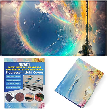 Fluorescent Light Covers - Classroom Covers for Ceiling Lights, 1 PCS 4 x 2 Feet Magnetic Light Filters, Classroom, Office Decor (Auspiciousness Clouds)