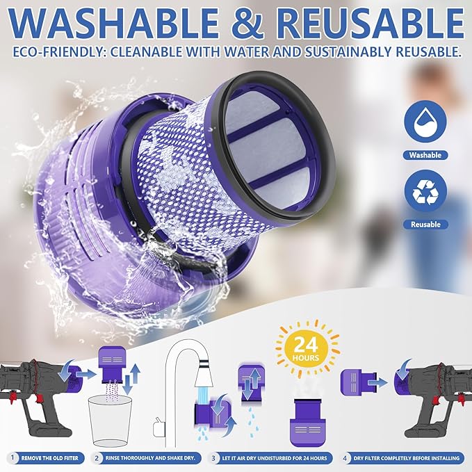 3 Packs V9 Filter Replacement Compatible with Dyson V9(SV57)、Digital Slim(SV57、SV18) Cordless Vacuum, Part No.970612-01 for Dyson Digital Slim Filter