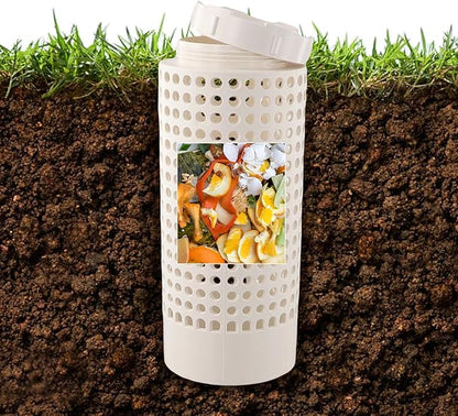 Inground Farm Composter, Outdoor In-Ground Compost Bin for Raised Garden Beds and Yards, Organic Waste Decomposer 2 Gallons, 4.3"x4.3"x11", Composter Tumbler Outdoor