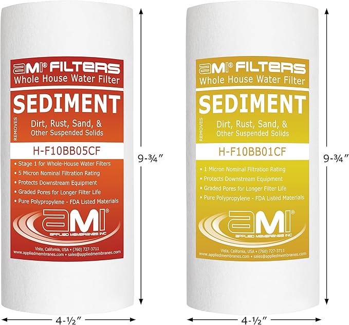 Applied Membranes Inc. 2-Stage Whole-House Water Filter System, 1-Micron and 5-Micron 4.5-Inch by 10-Inch Filters