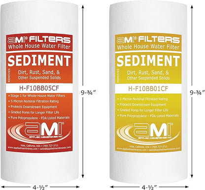 Applied Membranes Inc. 2-Stage Whole-House Water Filter System, 1-Micron and 5-Micron 4.5-Inch by 10-Inch Filters