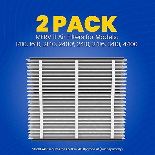 AprilAire 410 Replacement Filter for AprilAire Whole House Air Purifiers - MERV 11, Clean Air & Dust, 16x25x4 Air Filter (Pack of 2)