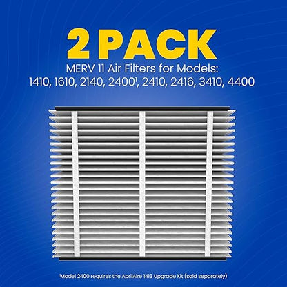 AprilAire 410 Replacement Filter for AprilAire Whole House Air Purifiers - MERV 11, Clean Air & Dust, 16x25x4 Air Filter (Pack of 2)
