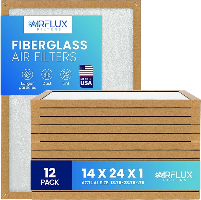 Fiberglass Air Filter -14x24x1Air Filter 12 Pack - Non Pleated 14"x24"x1", AC Filters for Home, Fiberglass, HVAC filters, Heater, Furnace Catcher for Dust - 1 YEAR SUPPLY