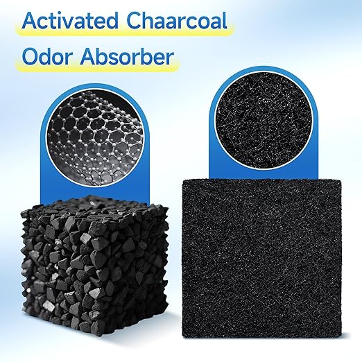 20 Packs 3.15x3.15x0.32 Inch Odor Absorbing Filter Refills for EKO Trash Cans, Activated Charcoal Deodorizer Compatible with EKO Step & Touchless Garbage Cans with Built-in Filter Compartment