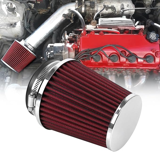 RYANSTAR RACING 89mm 3.5" High Flow Round Tapered Cone Closed-Top Washable Clamp-On Dry Air Filter Narrow
