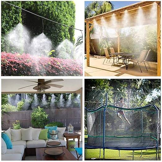iRuiZhe Misting Cooling System Kit 59FT(18M) DIY Outdoor Mist Cooling Kit+21 Brass Nozzles Garden Misting Irrigation System for Lawn Patio Garden Greenhouse
