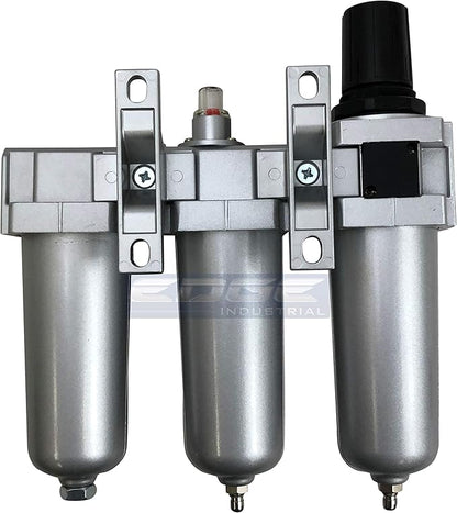 3 STAGE, HEAVY DUTY INDUSTRIAL GRADE FILTER REGULATOR COALESCING DESICCANT DRYER SYSTEM FOR COMPRESSED AIR LINES, METAL BOWLS, GREAT FOR PAINT SPRAY AND PLASMA CUTTER (1/2" NPT, MANUAL DRAIN)