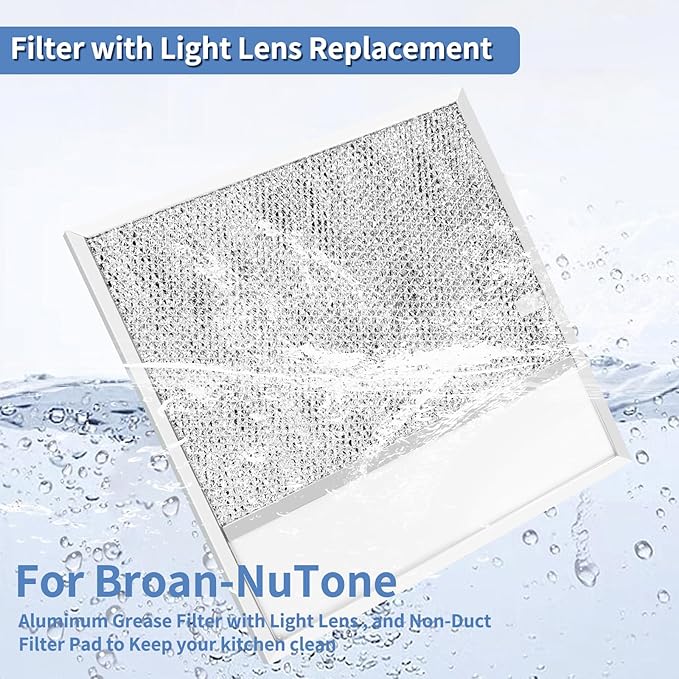 BP57 Range Hood Filter with Light Lens pack 2 for Broan-NuTone 43000 Series Stove Hood Vent Air Filter-Kitchen Exhaust Grease Aluminum Filter- 11-3/8 x 11-3/4 In
