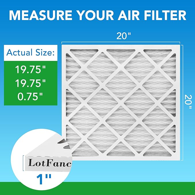 LotFancy 20x20x1 Air Filter MERV 11 4-Pack, Electrostatic Pleated AC Furnace Air Filter, Captures Dust, Smog & Pet Dander, Actual Size: 19.75"x19.75"x0.75"