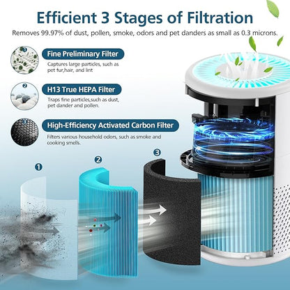 B-D02L/M05 Replacement Filter, Compatible with MOOKA B-D02L & M05 Air Purifier, for VEWIOR B-D02U, for KOIOS B-D02L, H13 True HEPA Filter, 2 Pack Smoke Filter