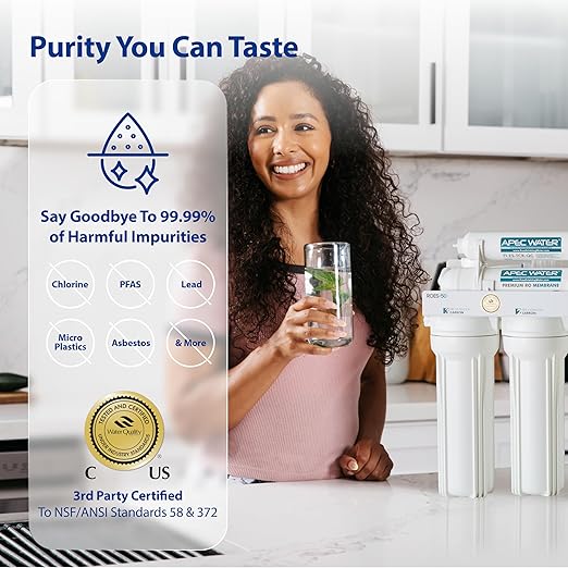 APEC WATER - Reverse Osmosis Water Filter System (ROES-50) Essence Series - 5-Stage Filtration - 50 GPD - Removes 99.99% of Impurities - DIY Install - WQA Certified - Under Sink Reverse Osmosis System