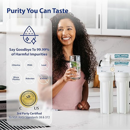 APEC WATER - Reverse Osmosis Water Filter System (ROES-50) Essence Series - 5-Stage Filtration - 50 GPD - Removes 99.99% of Impurities - DIY Install - WQA Certified - Under Sink Reverse Osmosis System