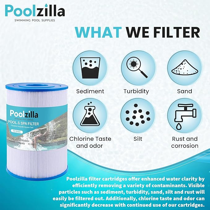 Poolzilla 2-Pack Spa Filter Cartridge Replacement for Watkins 31114, Unicel C-8465, Pleatco PWK65, Filbur FC-3960, 71827, 71828, Tiger River Caspian, Bengal, Sumatran, Caldera 76136 | Spa Filtration