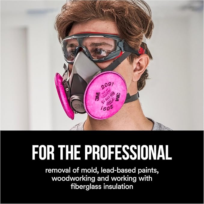 3M P100 Performance Filter 2091, 2 Pairs, Use With Any 3M Bayonet Mount Respirator, NIOSH-APPROVED P100 Filters, For Removal Of Mold, Lead Paint, & Working With Fiberglass Insulation (2091P2-DC)