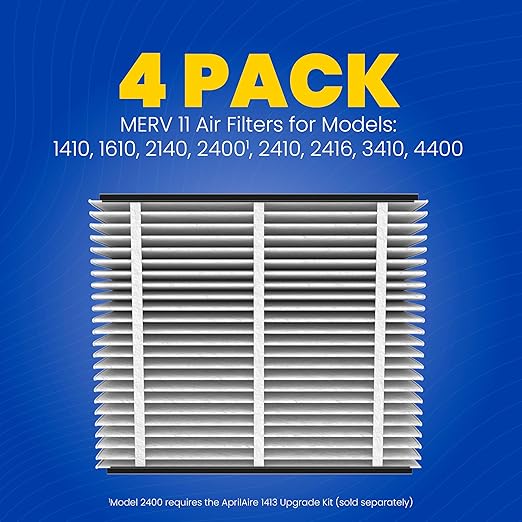 AprilAire 410 Replacement Filter for AprilAire Whole House Air Purifiers - MERV 11, Clean Air & Dust, 16x25x4 Air Filter (Pack of 4)